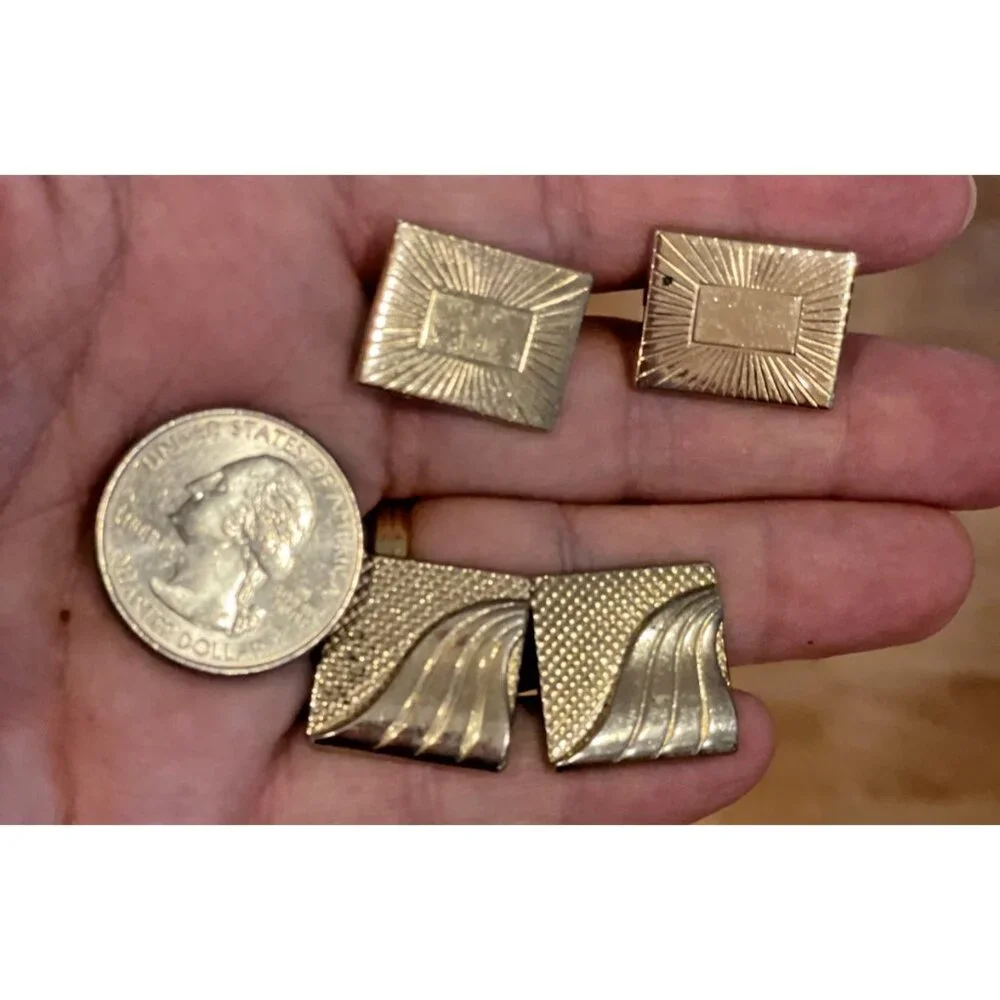 Men's Cufflinks 6 sets Tie Tacks‎ Gold with 4 Tie Tacks Lot